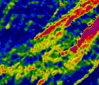 Apparent conductivity calculated from 25 kHz EM data